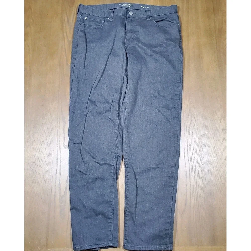 Banana Republic Travel Jean Men 36x32 Gray Charcoal Heat Athletic Fit